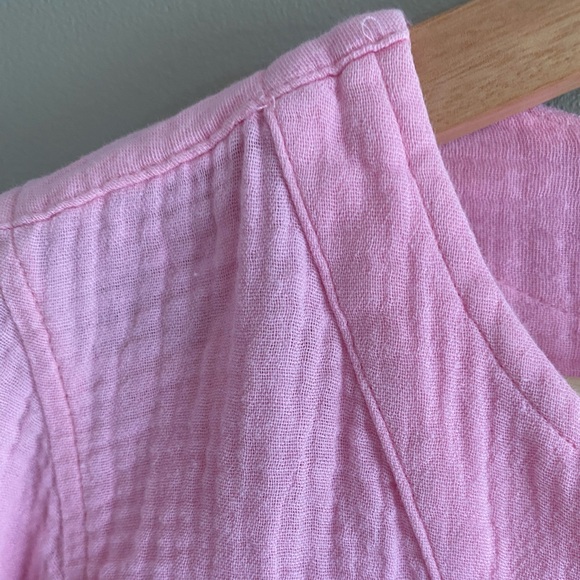 Foxcroft Blouse Relaxed 6P Pink Gazy Cotton Nautical 3/4 Sleeve Resort Top - Picture 7 of 9